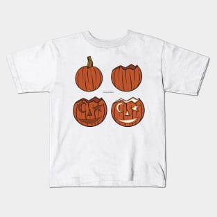Pumpkin carving process Kids T-Shirt